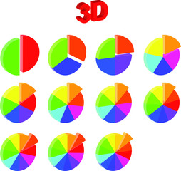 3d pie chart set of elements for design