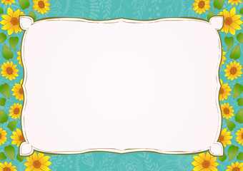 レトロなヒマワリの背景素材　和柄　向日葵　結婚式