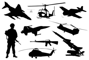 Military silhouettes set - 329299256