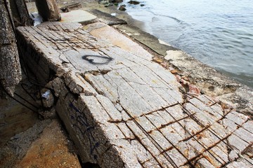 Remains of abandoned structure by the sea in Attica, Greece