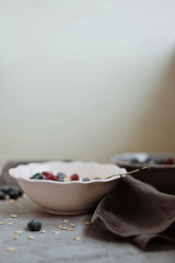 Breakfast with granola and fresh berries - 329300423