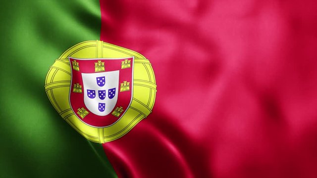  Loop animation of Photo Realistic fabric waving flag of Portugal Ultra HD 4K Portugal National Flag