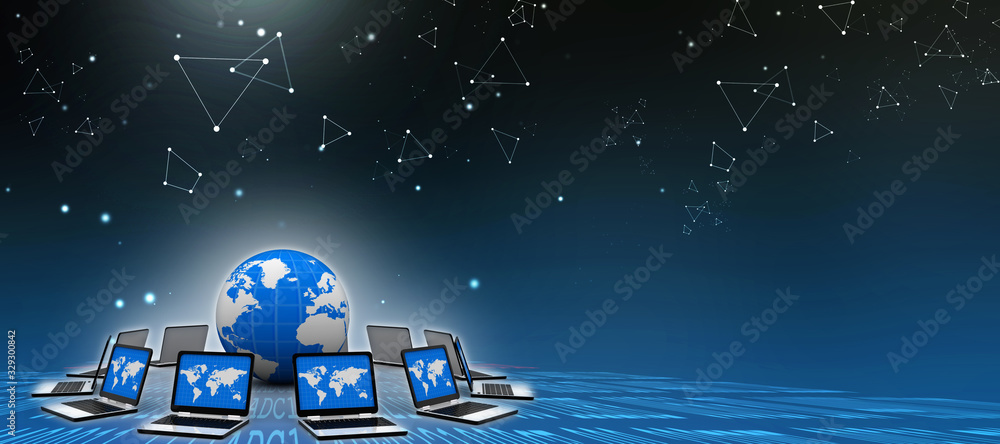 Poster 3d rendering technology computer network