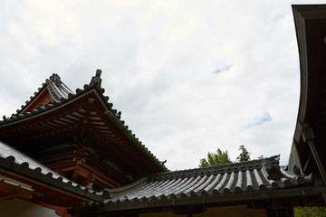 Fototapeta na wymiar Japanese traditional building, kawara roof tiles 