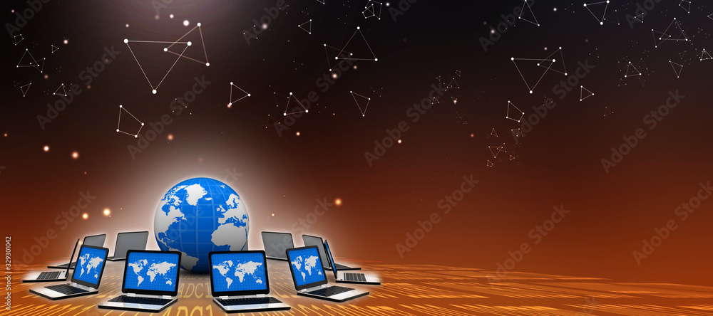 Poster 3d rendering technology computer network
