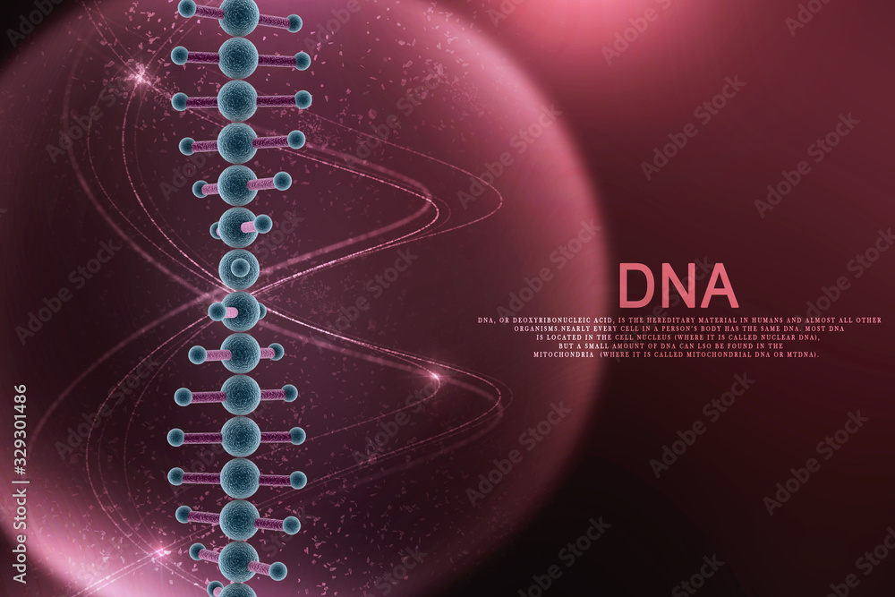 Poster 3d render of dna structure, abstract background