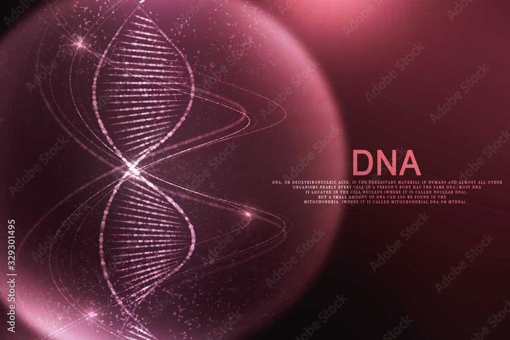 Poster 2d render of dna structure, abstract background