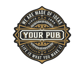 Vintage Pub logo. Vector layered