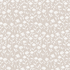 Cute hand drawn floral seamless pattern, coneflower doodles background, great for textiles, banners, wallpapers, wrapping - vector design