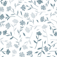 Cute hand drawn floral seamless pattern, coneflower doodles background, great for textiles, banners, wallpapers, wrapping - vector design