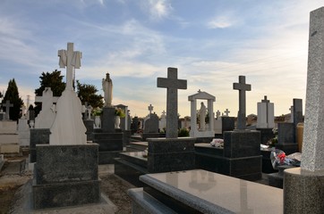 statues and graveyards in cemetery