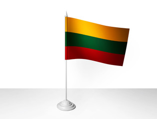World desk flag waving 3D rendering isolated white background 