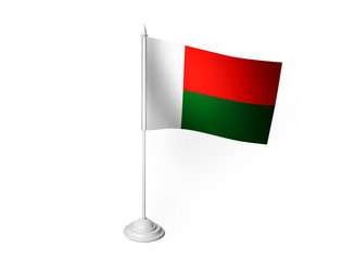 World desk flag waving 3D rendering isolated white background 