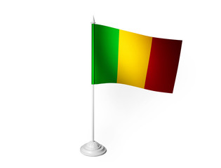 World desk flag waving 3D rendering isolated white background 