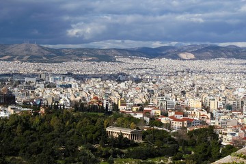 Fototapeta na wymiar Athens, Greece, partial view of the city from the Acropolis hill