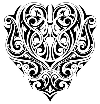 Tribal art heart shape tattoo