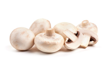 Sliced champignons, isolated on white background