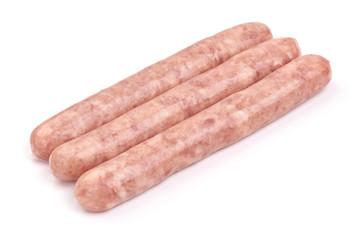 Raw sausages for grill, isolated on white background