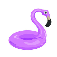 Isolated vector swimming ring.  circle for swimming in the form of a flamingo.  pink inflatable rubber flamingo