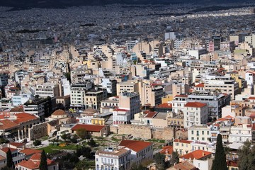 Fototapeta na wymiar Athens, Greece, partial view of the city from the Acropolis hill