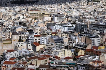 Athens, Greece, partial view of the city from the Acropolis hill