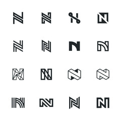 Fototapeta premium Letter N Logo Set Collection Lettermark Monogram - Typeface Type Emblem Character Trademark