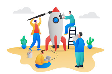 Startup teamwork process concept scene