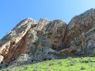 Fototapeta na wymiar Blick auf den Berg Arbel in Israel