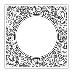 Stylized with henna tattoos decorative pattern for decorating covers for book, notebook, casket, magazine, postcard and folder. Flower in mehndi style. Frame in the eastern tradition.