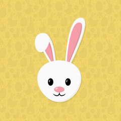 Happy Easter bunny on yellow background. Vector
