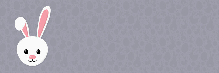 Obraz premium Easter background with happy bunny. Template of banner. Vector