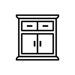 Wooden cabinet icon vector