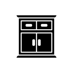 Wooden cabinet icon vector