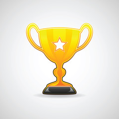 Golden champion trophy cup. Vector illustration