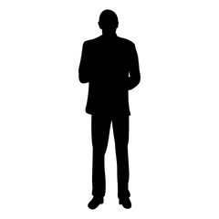 isolated, black silhouette man businessman