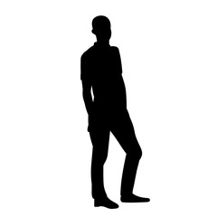 isolated, black silhouette man, guy stands alone