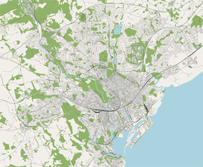 map of the city of Cardiff, South Glamorgan, Wales ,UK