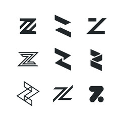 Letter Z Logo Set Collection Lettermark Monogram - Typeface Type Emblem Character Trademark