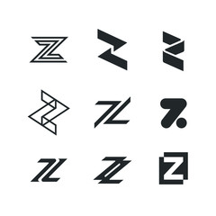 Letter Z Logo Set Collection Lettermark Monogram - Typeface Type Emblem Character Trademark