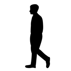 Fototapeta premium isolated, black silhouette man is walking