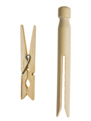 two wooden cloth pegs