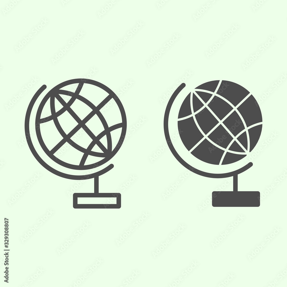 Poster globe line and solid icon. planet earth for schools studying outline style pictogram on white backgr