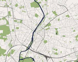 map of the city of Le Mans, Sarthe, Pays de la Loire, France