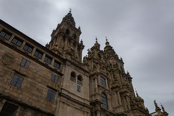 Fototapeta na wymiar Santiago de Compostela Cathedral on cloudy day