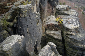 Fototapeta premium Beautiful sandstone formation Tyssa Walls at Tisa, Usti nad Labem, Czechia 