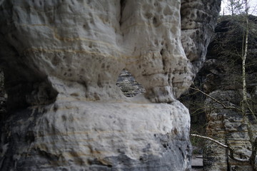 Beautiful sandstone formation Tyssa Walls at Tisa, Usti nad Labem, Czechia   
