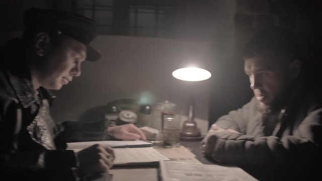 NKVD officer interrogates a prisoner, USSR time