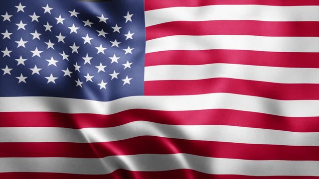 Loop animation of Photo Realistic fabric waving flag of United States of America USA Flag Ultra HD 4K US National Flag
