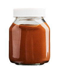 Blank chocolate cream bottle isolated on white background with clipping path.  180 g