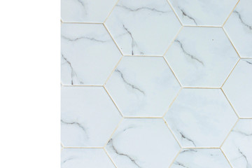 White marble tile wall for texture background.	